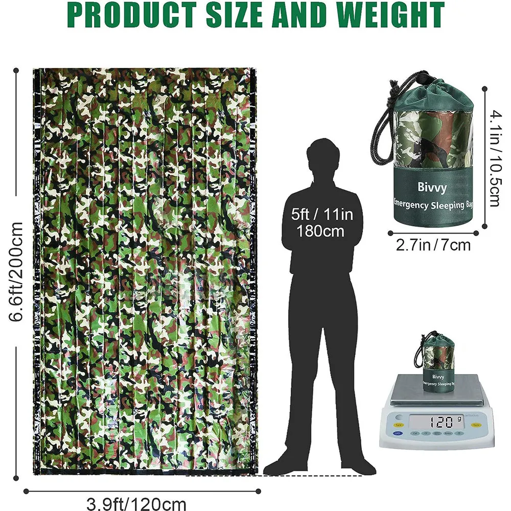 PE Emergency Sleeping Bag Camo - Outdoor Adventure Kit review and price