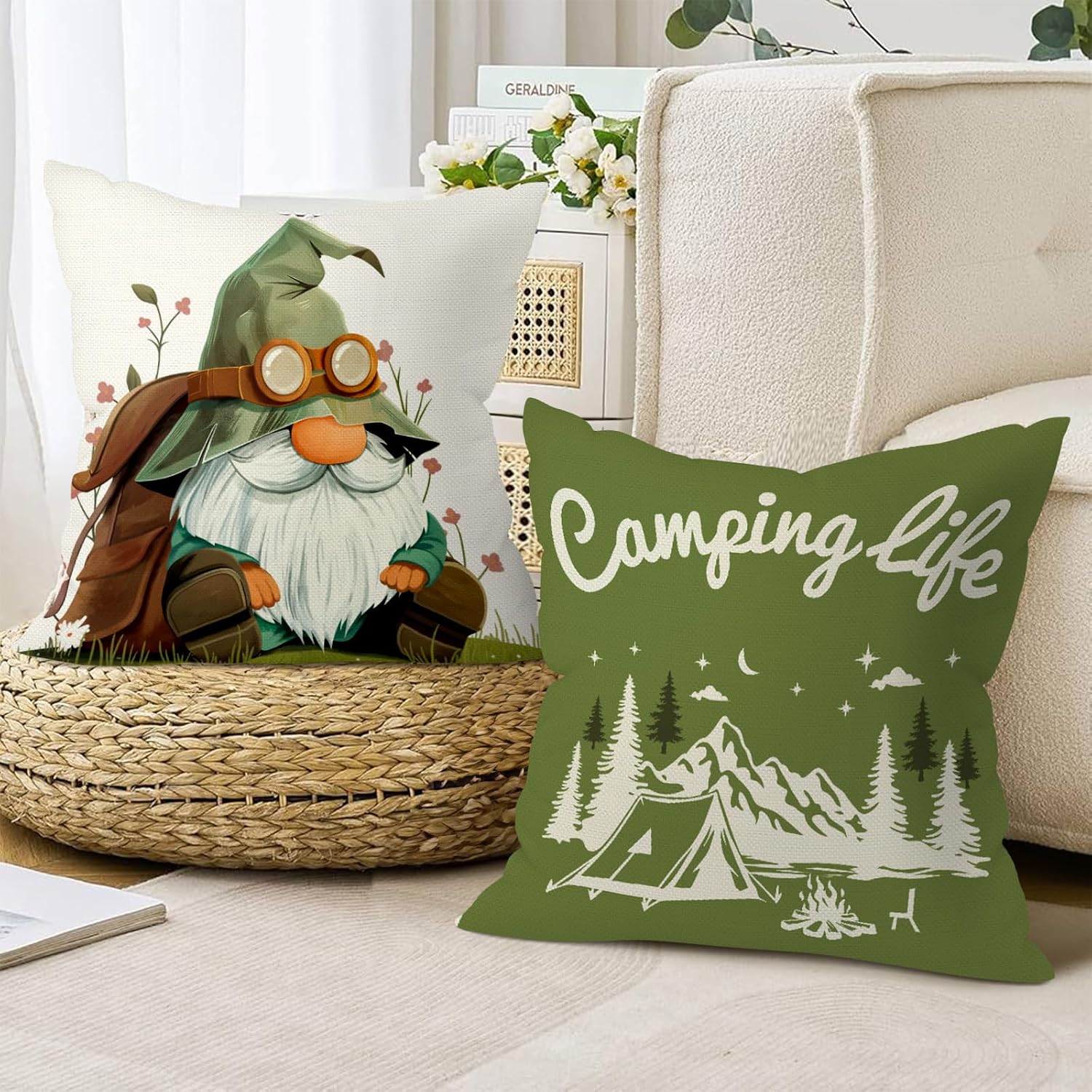 Group of 4 Camping Throw Pillo - Outdoor Adventure Group review and price