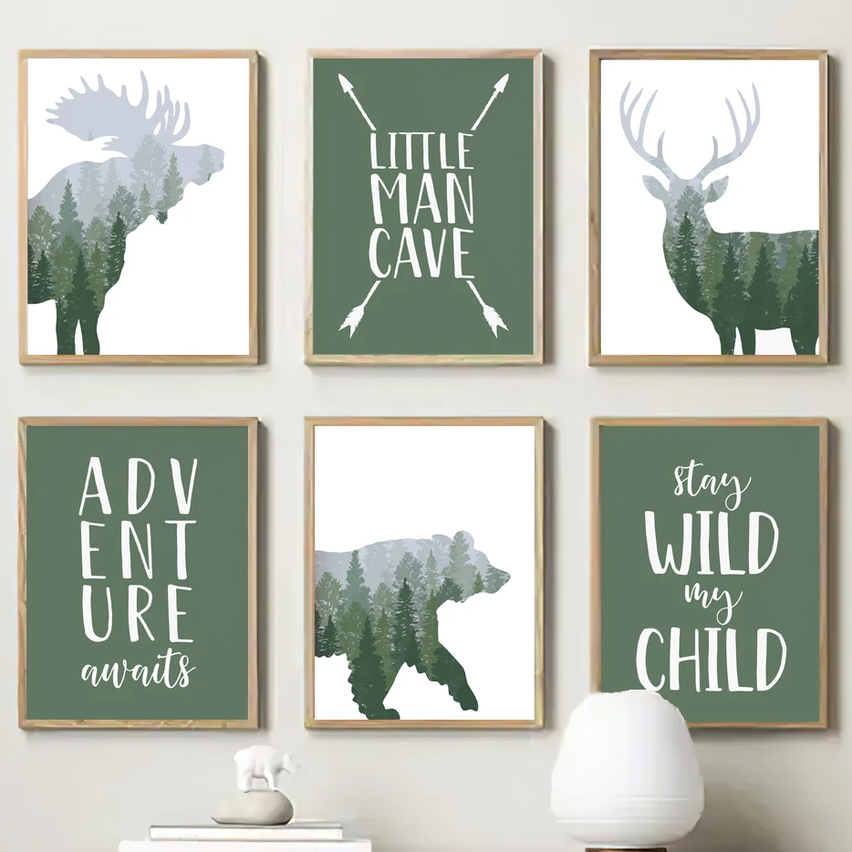 Green Woodland Deer Bear Moose - Outdoor Adventure Quotes review and price