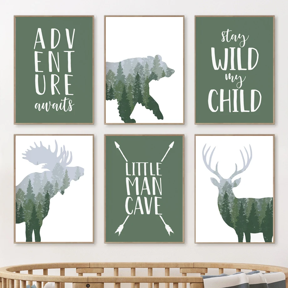 Green Woodland Deer Bear Moose - Outdoor Adventure Quotes review and price
